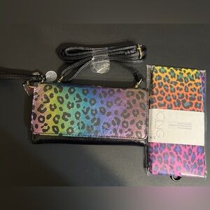 No Boundaries Rainbow Leopard Crossbody Bag + Claire’s Tights S/M